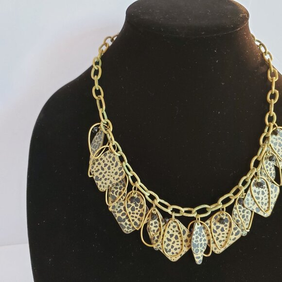 Multi-Layered Leopard Colored Necklace Squares & Teardrop Design Fashion - Picture 9 of 13